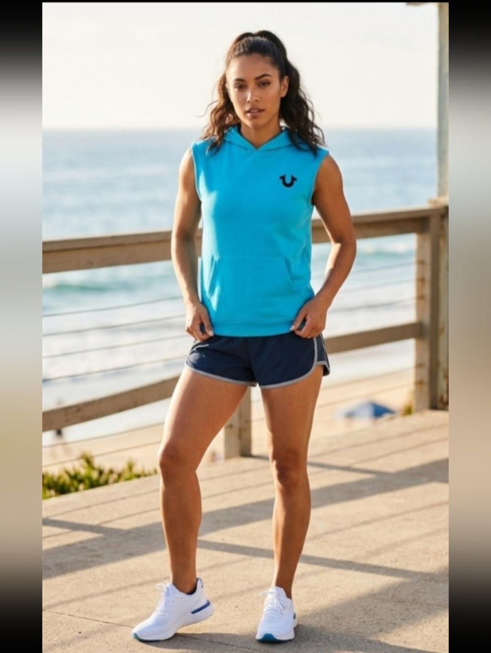 True Religion sleeveless Teal Hoodie